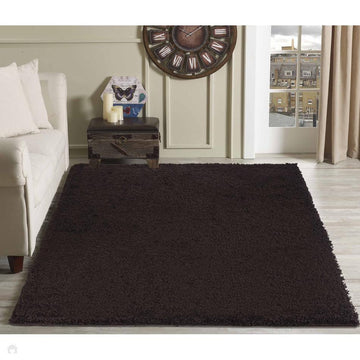 Oxford OXF00 Plain Plush Soft Stain-Resistant Textured Polypropylene Shaggy Brown Rug-Desire Rugs-Rug Love - The Most Loved Rug Store